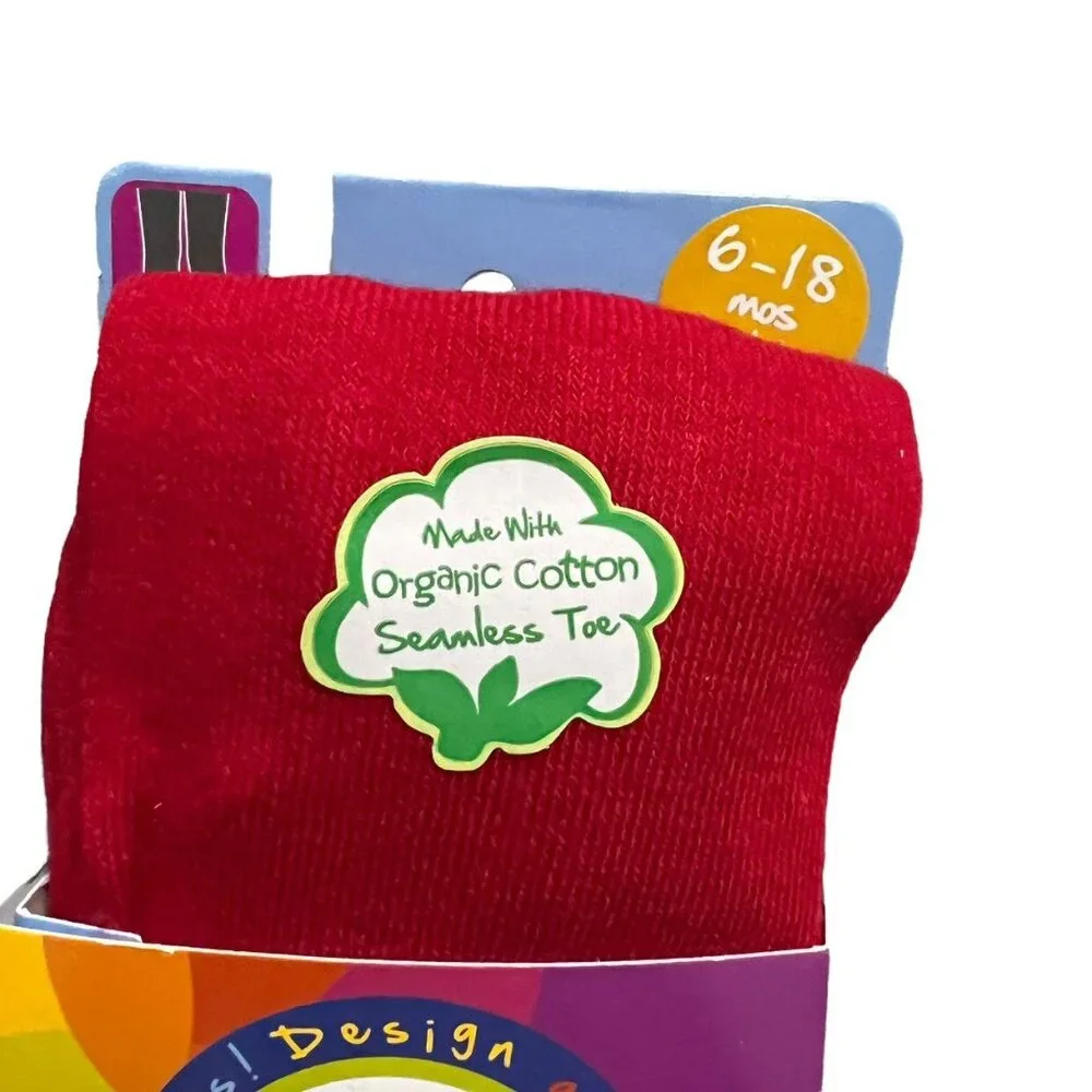 NEW Jeffries Socks 6-18m Red Organic Seamless Toe Tights